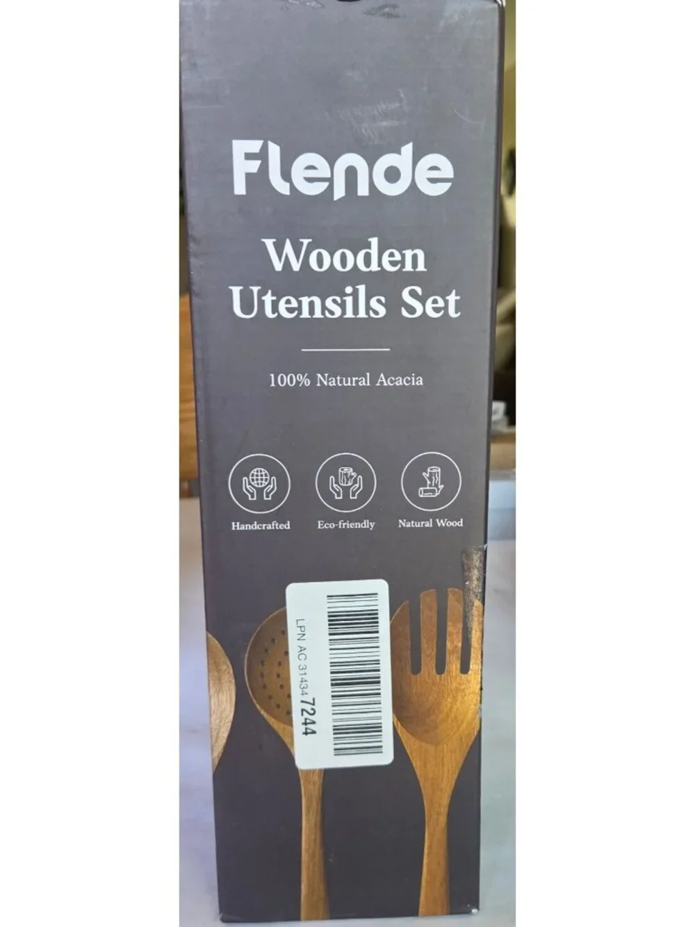 Flende Wooden Cooking Utensils Set 8-Piece Acacia Wood Natural Color